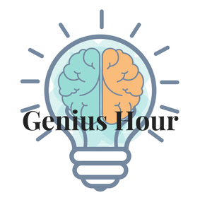 Brain inside a lightbulb with the words genius hour 